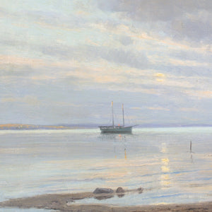 Alfred Broge, Coastal View With Boats