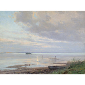 Alfred Broge, Coastal View With Boats