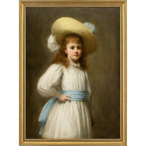 Hermann Schmiechen, Portrait Of A Girl With A Straw Hat