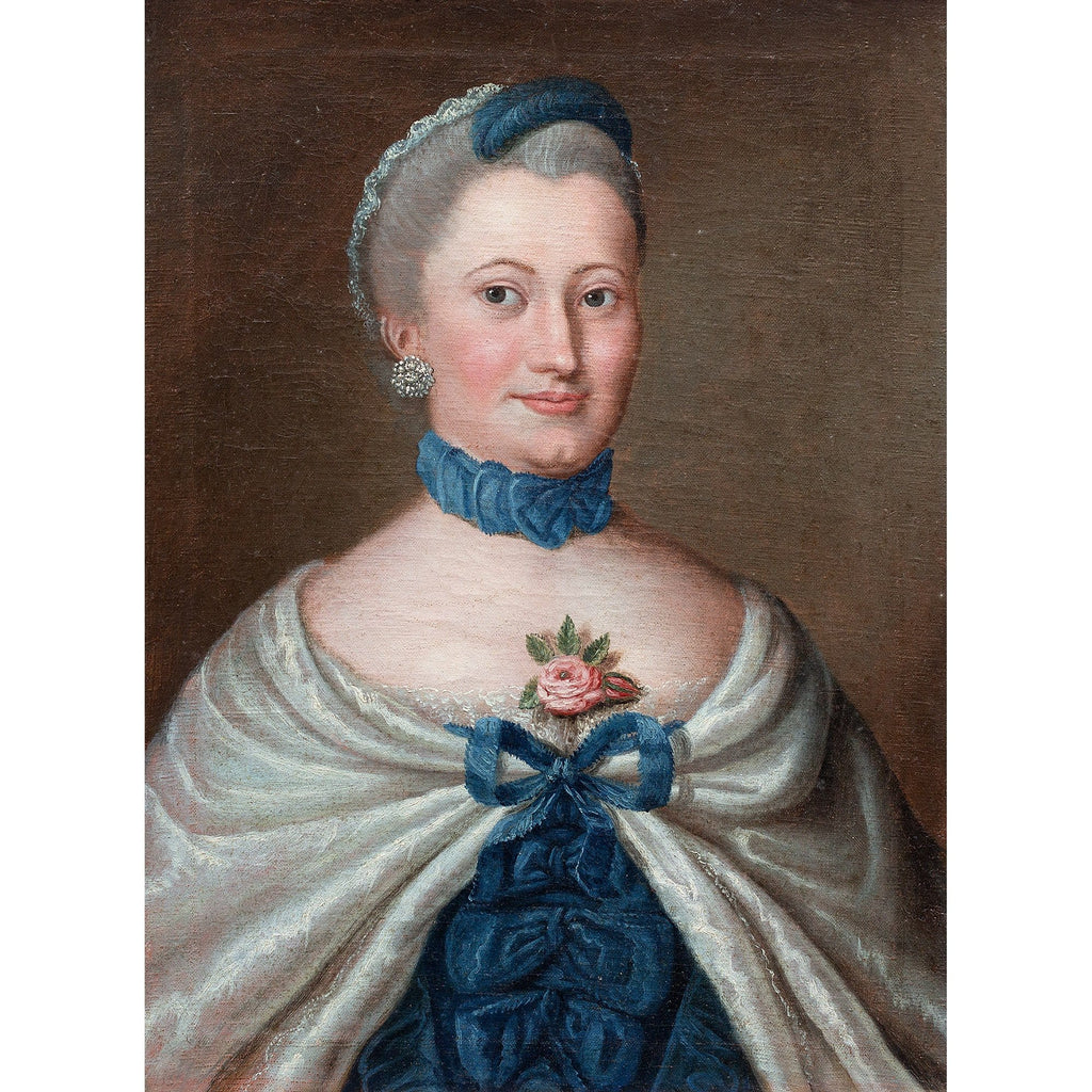 18th-Century French School, Portrait Of A Lady In Blue – Brave Fine Art