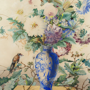 Charles Gaudelet, Still Life With A Bouquet, Goldfinch & Spider