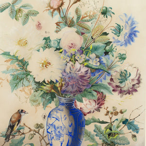 Charles Gaudelet, Still Life With A Bouquet, Goldfinch & Spider