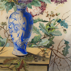 Charles Gaudelet, Still Life With A Bouquet, Goldfinch & Spider