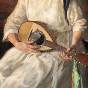 Peter Von Hamme-Voitus, Portrait Of A Woman With A Mandolin