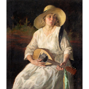 Peter Von Hamme-Voitus, Portrait Of A Woman With A Mandolin