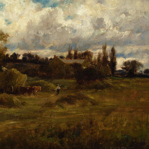 Late 19th-Century French School, Plein Air Landscape With Haycart & Farmhouse