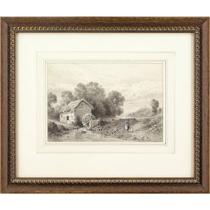 Edmond Albert Joseph Tyrel de Poix (Attributed), Landscape With Watermill, Mother & Child