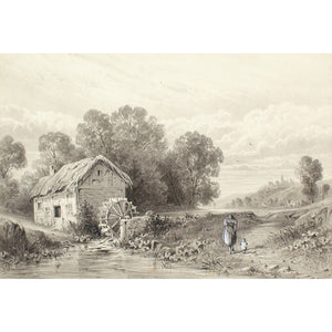 Edmond Albert Joseph Tyrel de Poix (Attributed), Landscape With Watermill, Mother & Child
