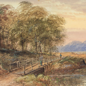 19th-Century English School, River Landscape With Sail Barge