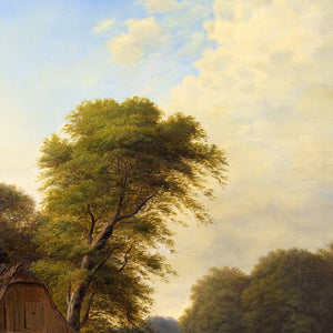 19th-Century Danish School, River Landscape With Cottage