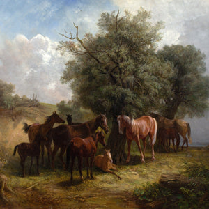 Ludwig Gustav Voltz (Attributed), Landscape With Horses & Distant Lake
