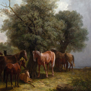 Ludwig Gustav Voltz (Attributed), Landscape With Horses & Distant Lake