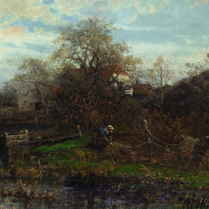 Victor Forssell, River Landscape With Cottages