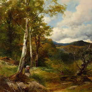 David Bates, Forest View With Distant Peaks, North Wales