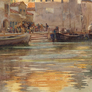 Early 20th-Century English School, Venetian Canal Scene With Sailboats