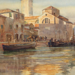 Early 20th-Century English School, Venetian Canal Scene With Sailboats