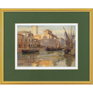 Early 20th-Century English School, Venetian Canal Scene With Sailboats