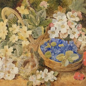 Eloise Harriet Stannard (Follower), Still Life With Baskets, Bird’s Nest & Flowers