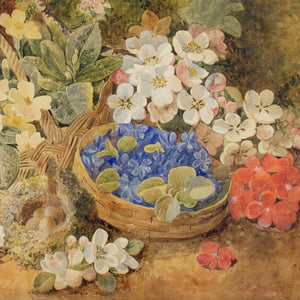 Eloise Harriet Stannard (Follower), Still Life With Baskets, Bird’s Nest & Flowers