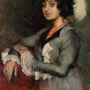 Early 20th-Century Belgian School, Portrait Of A Woman In A Feathered Hat