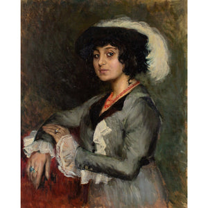 Early 20th-Century Belgian School, Portrait Of A Woman In A Feathered Hat