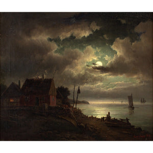 Carl Bille, Coastal Nocturne With Sailboats