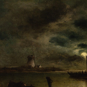 William Henry Crome, River Nocturne With Windmills