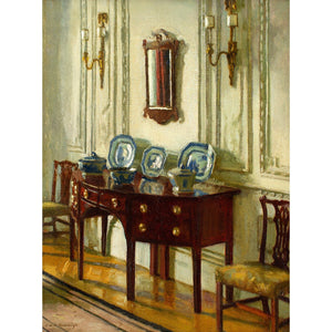 Charles H. H. Burleigh ROI, Mahogany Sideboard, Chairs & Porcelain