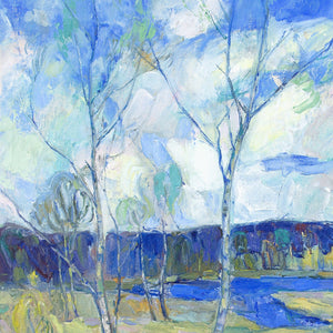 Hugo Carlberg, Landscape With Lake & Birch Trees