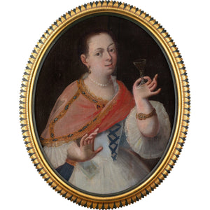 18th-Century German School, Portrait Of A Lady Holding A Glass