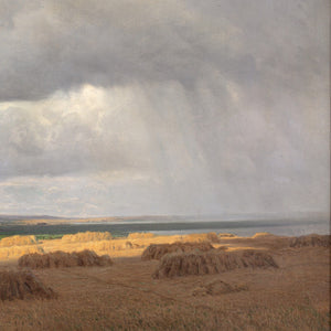 Alfred Broge, Rural Coastal Landscape With Rain