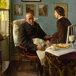 Sophus Vermehren, Interior With Elderly Man Sleeping