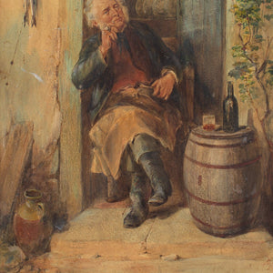 William Henry Hunt, Portrait Of A Restful Man In A Doorway