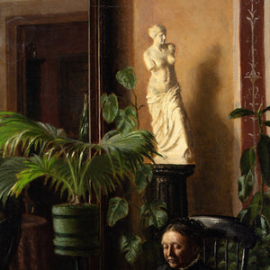 Pietro Krohn (Attributed), Interior With Woman Knitting