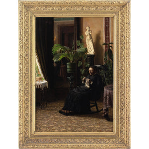 Pietro Krohn (Attributed), Interior With Woman Knitting
