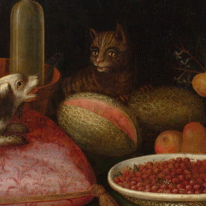 17th-Century Provincial Flemish Still Life With Fruit, Cat, Dog & Flowers