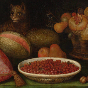 17th-Century Provincial Flemish Still Life With Fruit, Cat, Dog & Flowers