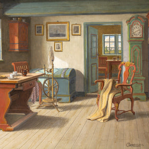 C Sørensen, Interior With Spinning Wheel