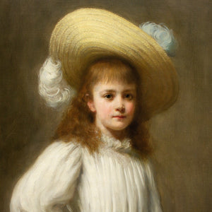 Hermann Schmiechen, Portrait Of A Girl With A Straw Hat