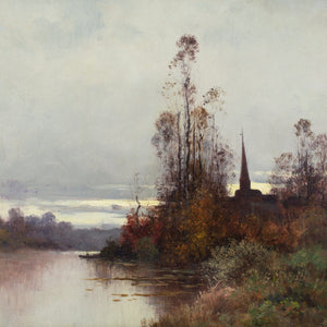 Eugène Galien-Laloue, River Landscape With Church