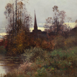 Eugène Galien-Laloue, River Landscape With Church