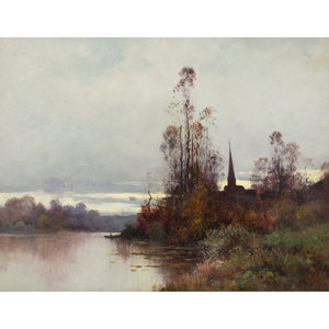 Eugène Galien-Laloue, River Landscape With Church