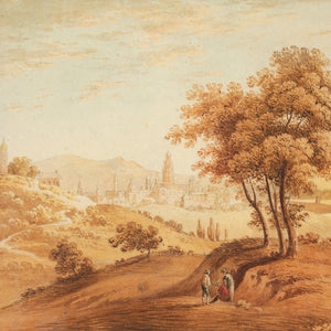 John Varley OWS, Italianate Landscape With Figures
