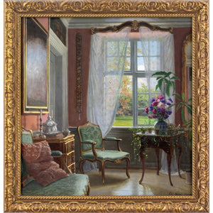 Adolf Heinrich-Hansen, Manor House Interior With Garden View