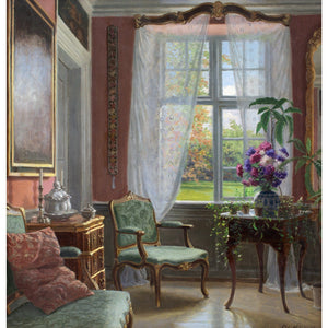 Adolf Heinrich-Hansen, Manor House Interior With Garden View