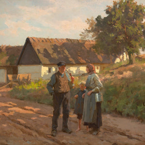 Erik Henningsen, Rural Scene With Family, Evening