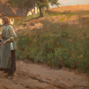 Erik Henningsen, Rural Scene With Family, Evening