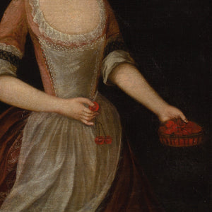 Mid-18th-Century German School, Portrait Of A Girl With A Cherry Basket