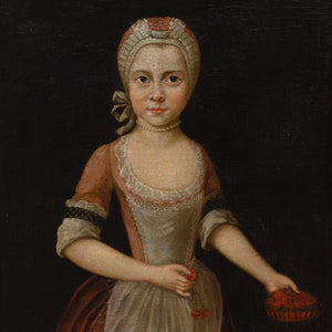 Mid-18th-Century German School, Portrait Of A Girl With A Cherry Basket