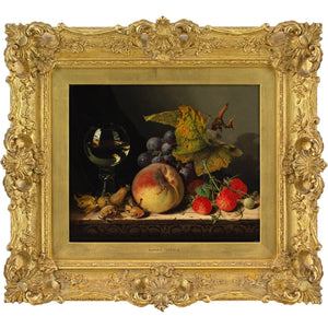 Rømer Raspberry Edward Ladell, Cobnuts, A Roemer, Raspberries, A Peach, Black Grapes ...